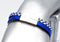 Bracelet bleu métallique avec breloque de verre #1523