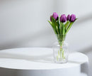 Bouquet de 5 tulipes réaliste en mauve