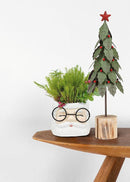 Pot de fleurs-Grand Père Noël avec lunettes