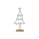Support décoratif en forme de sapin et d'étoile en fil métallique