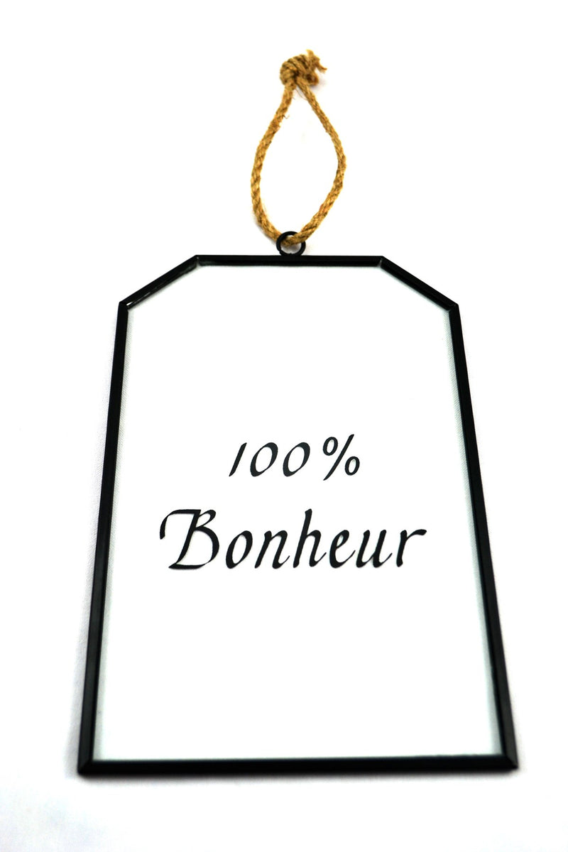 AFFICHE VERRE DECO "100% BONHEUR"