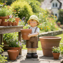 Jardinière « Fille de jardin » en magnésie avec chapeau