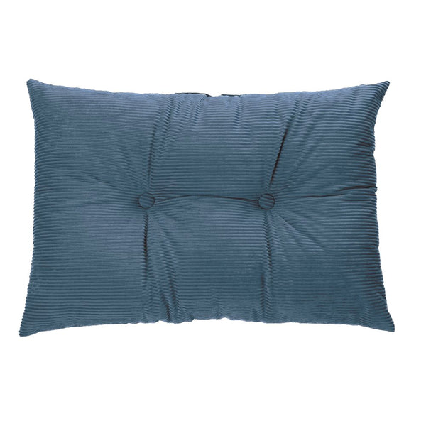 Coussin rectangle en velours cotelé corduroy bleu
