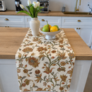 Nappe blanche fleurie Terracotta  ( livraison maI 2026 ) Grandeur : ronde et carré dispo