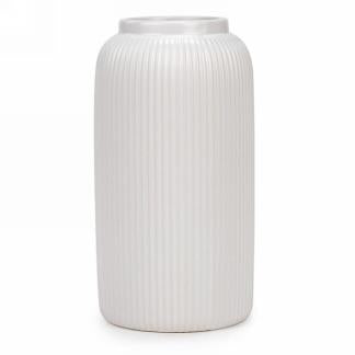 Vase blanc  sauge strié en céramique ( août )