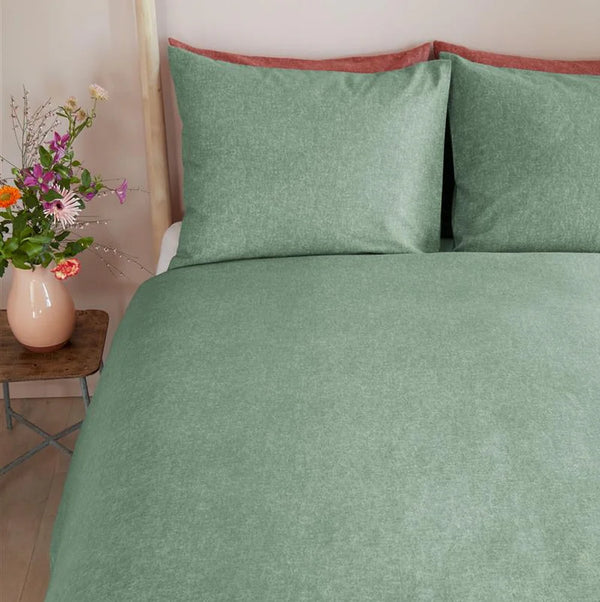 Housse de couette en flanelle sauge Bonheur Brunelli