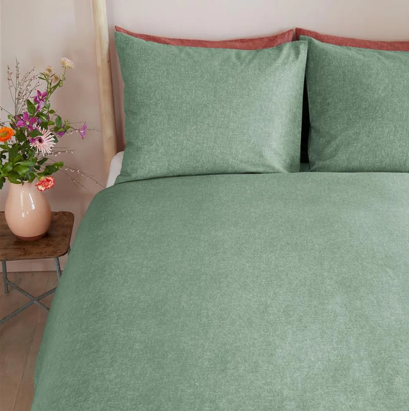 Housse de couette en flanelle sauge Bonheur Brunelli