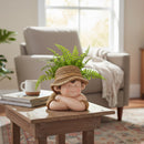 Garçon de jardin en magnésie avec chapeau, jardinière