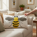 Coussin rectangulaire brodé en coton (Abeille)