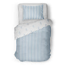 Housse de couette ou douillette fleur bleu lignée -réversible ( fait au Québec)- taie incluse