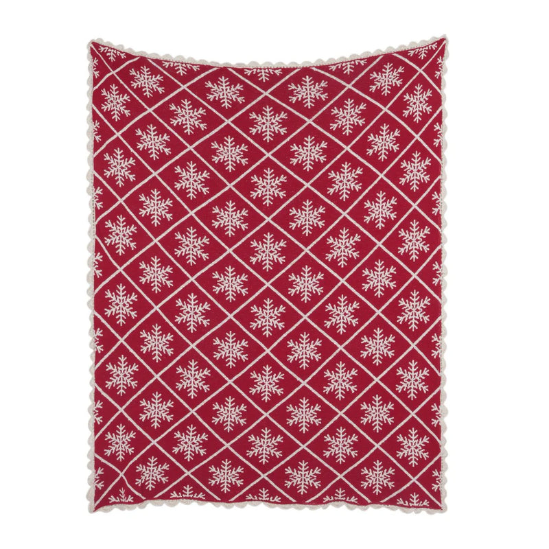 Jeté de Noel rouge flocon  Brunelli