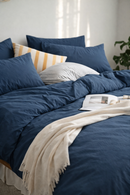 Housse de couette nature bleu moyen