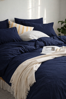 Housse de couette nature bleu foncé
