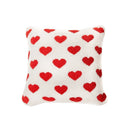 Coussin ivoire à coeurs rouges Tenderness