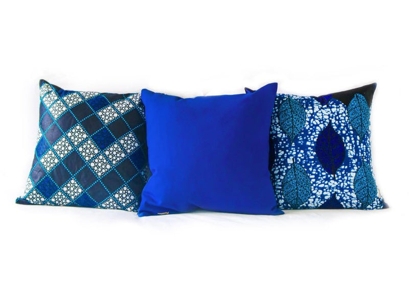 Trio de coussin décoratif en tissus Wax africaine colorée - Kouilou