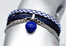 Bracelet bleu scintillant avec breloque de verre