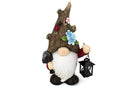 Gnome avec lanterne & chapeau fleuri mgo 46cm