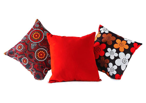 Trio de coussin décoratif en tissus Wax africaine colorée - Cabinda