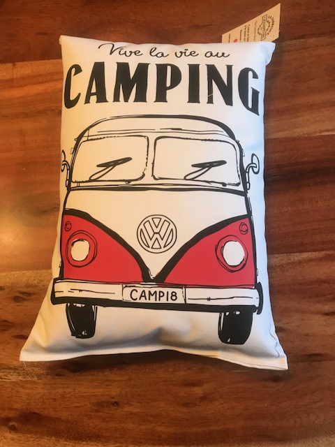 Coussin  vive la vie au camping