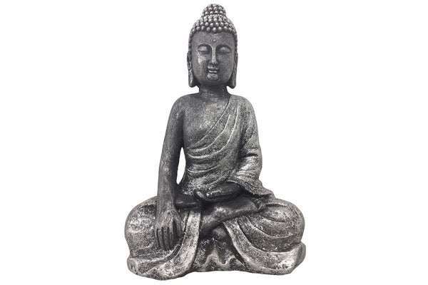 Bouddha polyresine gris fonce 38cm