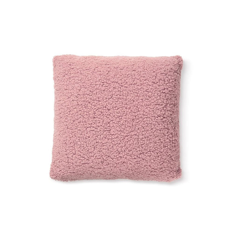 Coussin  Sherpa rose effet mouton